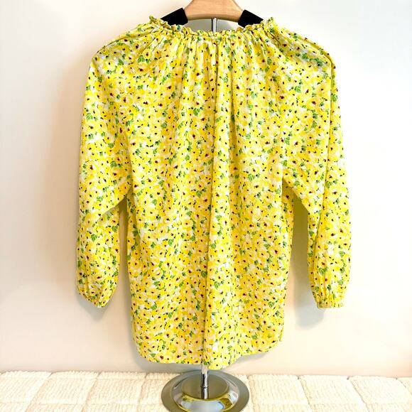 Loft Womens Med Yellow 3/4 Sleeve Top Blouse Casual Fairy Dainty Office Colorful - Picture 2 of 9